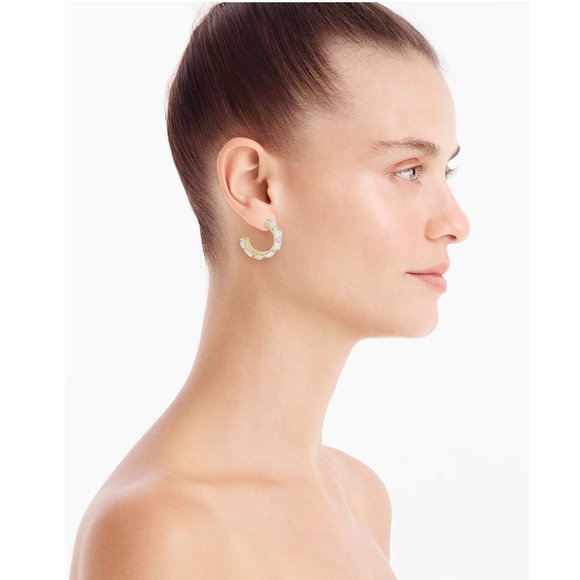 J. Crew Trapezoid Stone Hoop Earrings ASO Meghan Markle - Picture 2 of 9